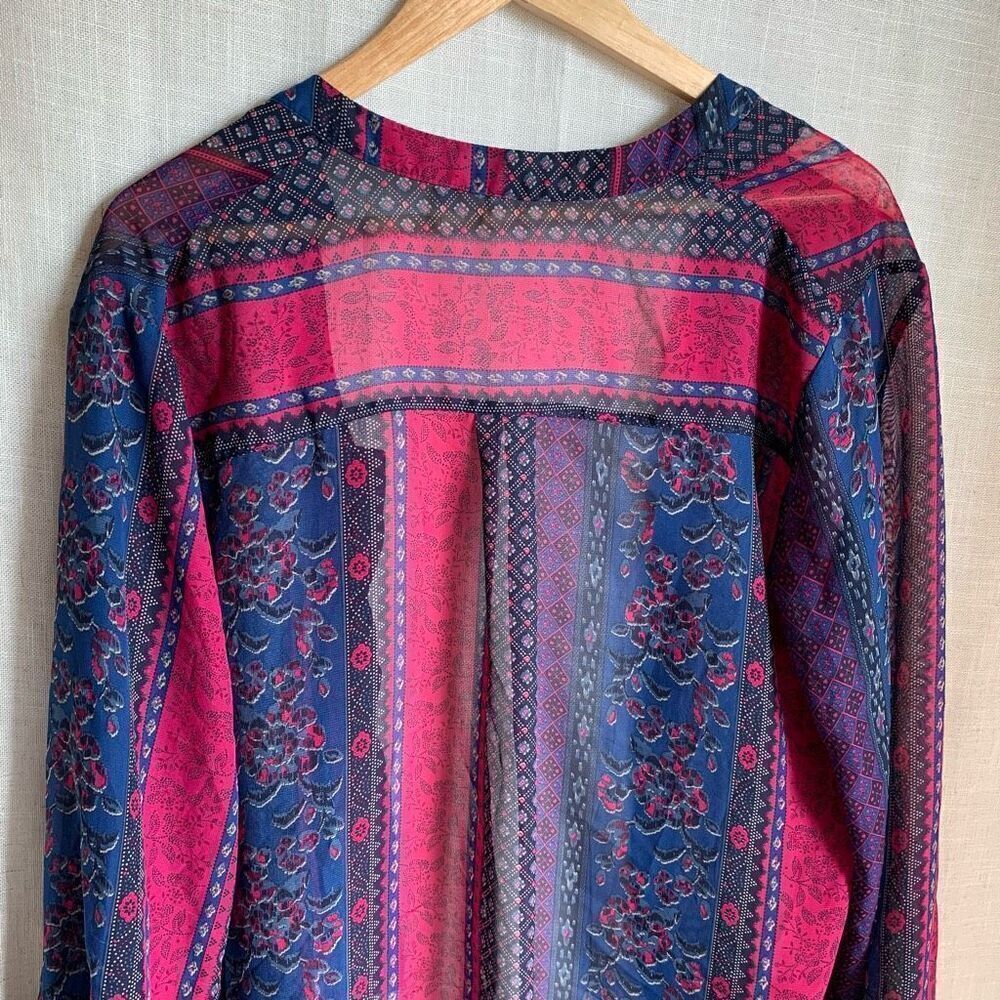 Wallflower Boho Patchwork Print Sheer Kimono Card… - image 5